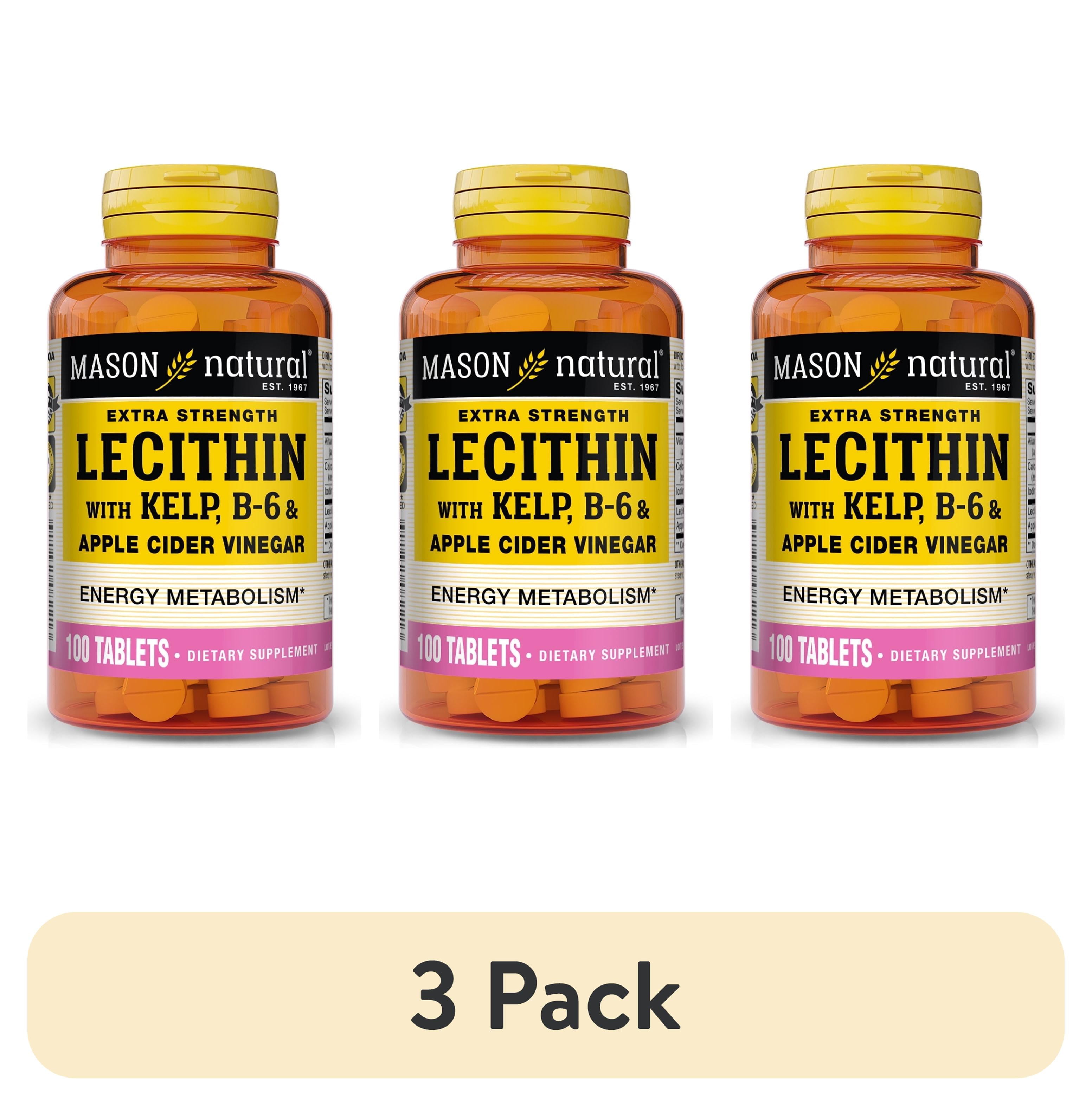 (3 pack) Mason Natural Extra Strength Lecithin with Kelp, B-6 & Apple Cider Vinegar