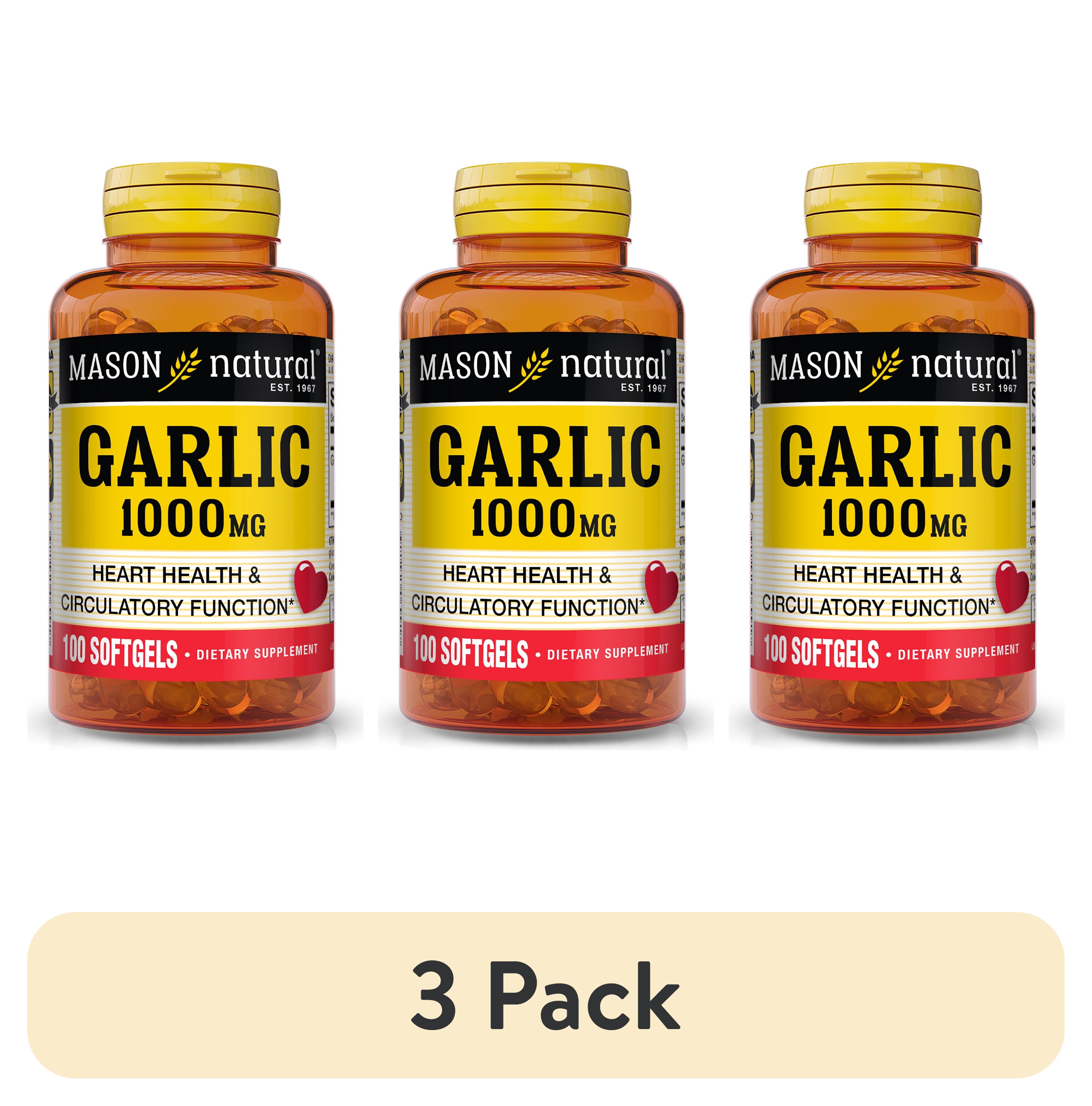 (3 pack) Mason Natural Garlic 1000 mg - Healthy Heart, Supports ...