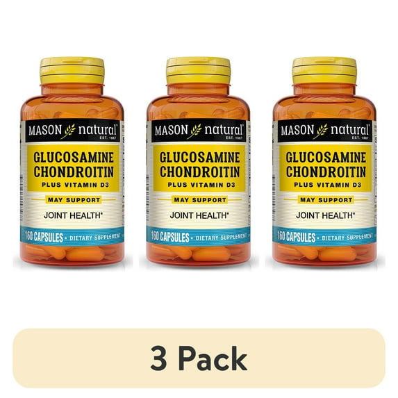 (3 pack) Mason Natural Glucosamine Chondroitin Plus Vitamin D3 - 160 Capsules
