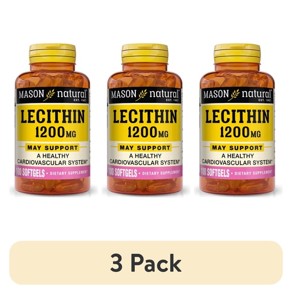 (3 pack) Mason Natural Lecithin 1200 mg, 100 Soft Gels
