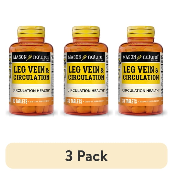 (3 pack) Mason Natural Leg Vein & Circulation Formula with Horse Chestnut, Butchers Broom, Green Tea - 30 Tablets