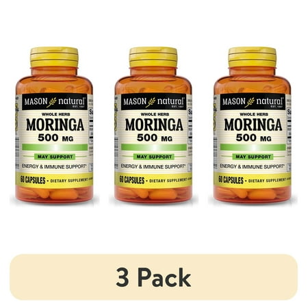 (3 pack) Mason Natural Moringa Capsules, 500 mg, Immune Health, 60 Count