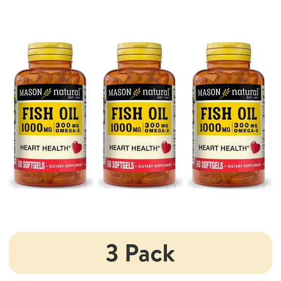 (3 pack) Mason Natural Omega-3 Fish Oil Softgels, 1000 mg, 60 Count