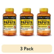 3 pack Mason Natural Papaya Digestive Enzymes Complex with Papain, Bromelain & Pancreatin, Peach Flavor, 100 Chewable Tablets