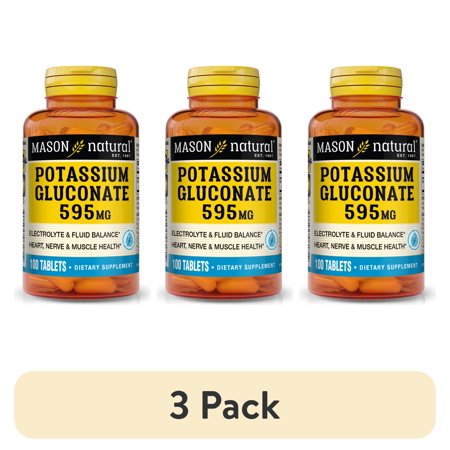 (3 pack) Mason Potassium Gluconate 595 mg Tablets, 100 Count
