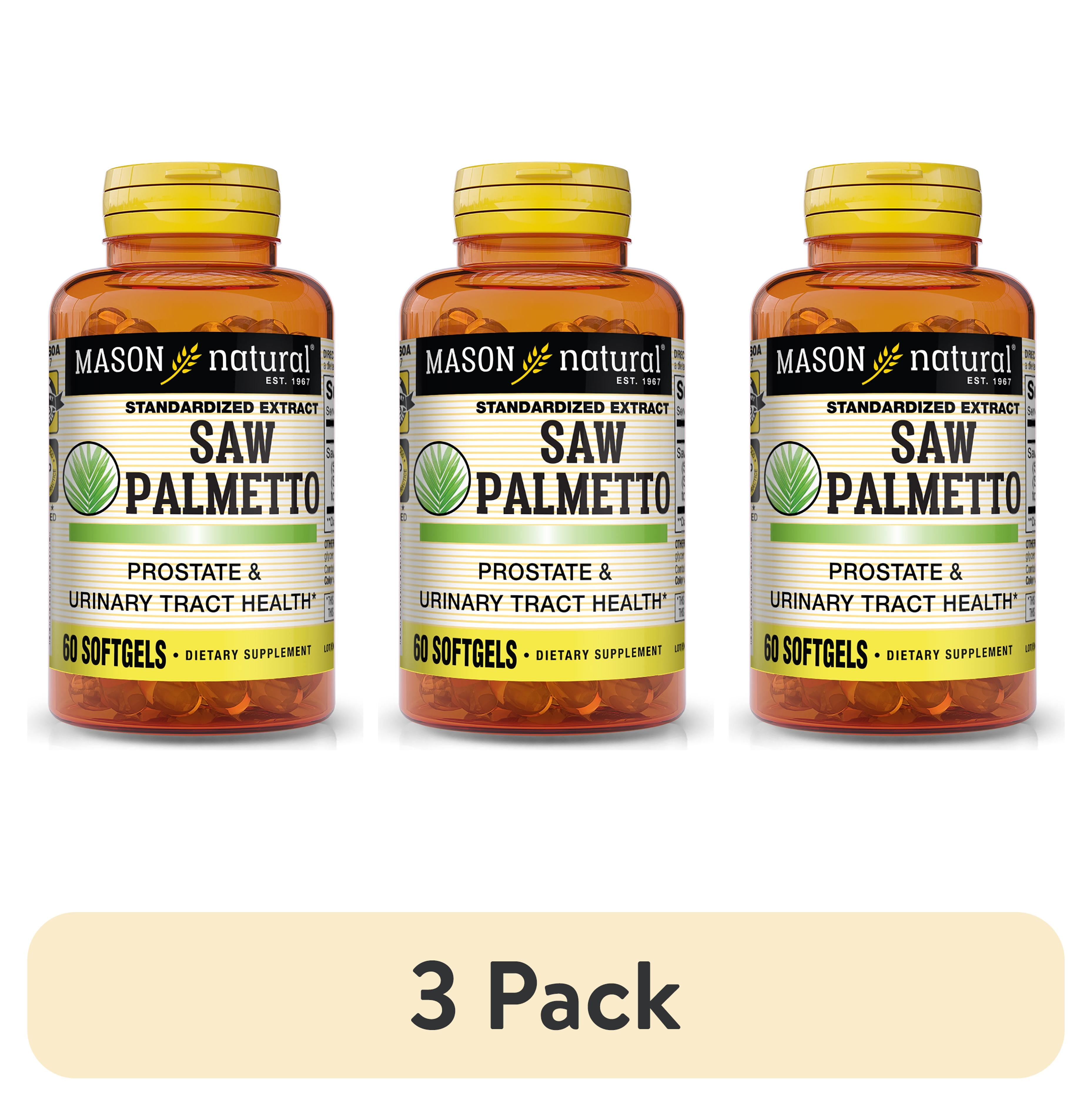(3 pack) Mason Natural, Saw Palmetto: Prostate Health, DHT Blocker, Relieves Urinary Issues*, 60 Softgels