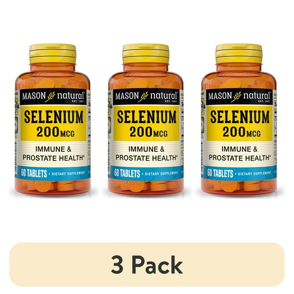 (3 pack) Mason Natural Selenium 200 Mcg, Supports Immune & Prostate Health, 60 Tablets