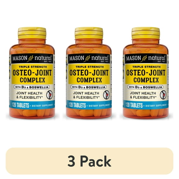 (3 pack) Mason Natural Triple Strength Osteo-Joint Complex with D3 & Boswellia - 120 Tablets