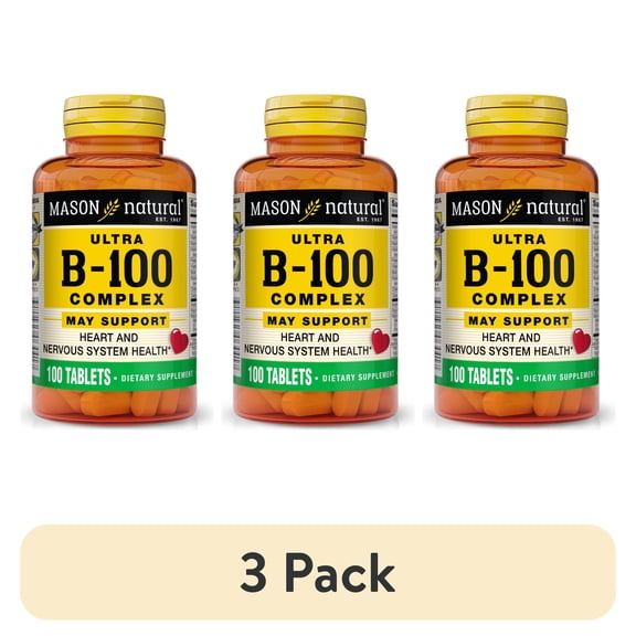 (3 pack) Mason Natural Ultra B-100 Complex - Healthy Heart, Immune, Energy