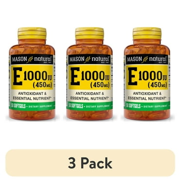 (3 pack) Mason Natural Vitamin E 450 mg (1,000 IU) - Antioxidant and Essential Nutrient, 50 Softgels
