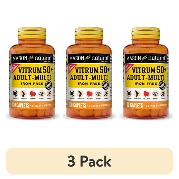 (3 pack) Mason Natural Vitrum 50+ Adult-Multi, 100 Tablets
