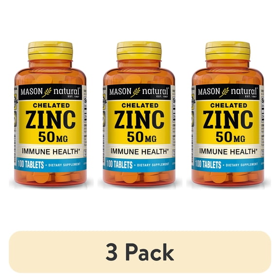 (3 pack) Mason Natural Zinc 50 mg Tablets - Improved Immune Support