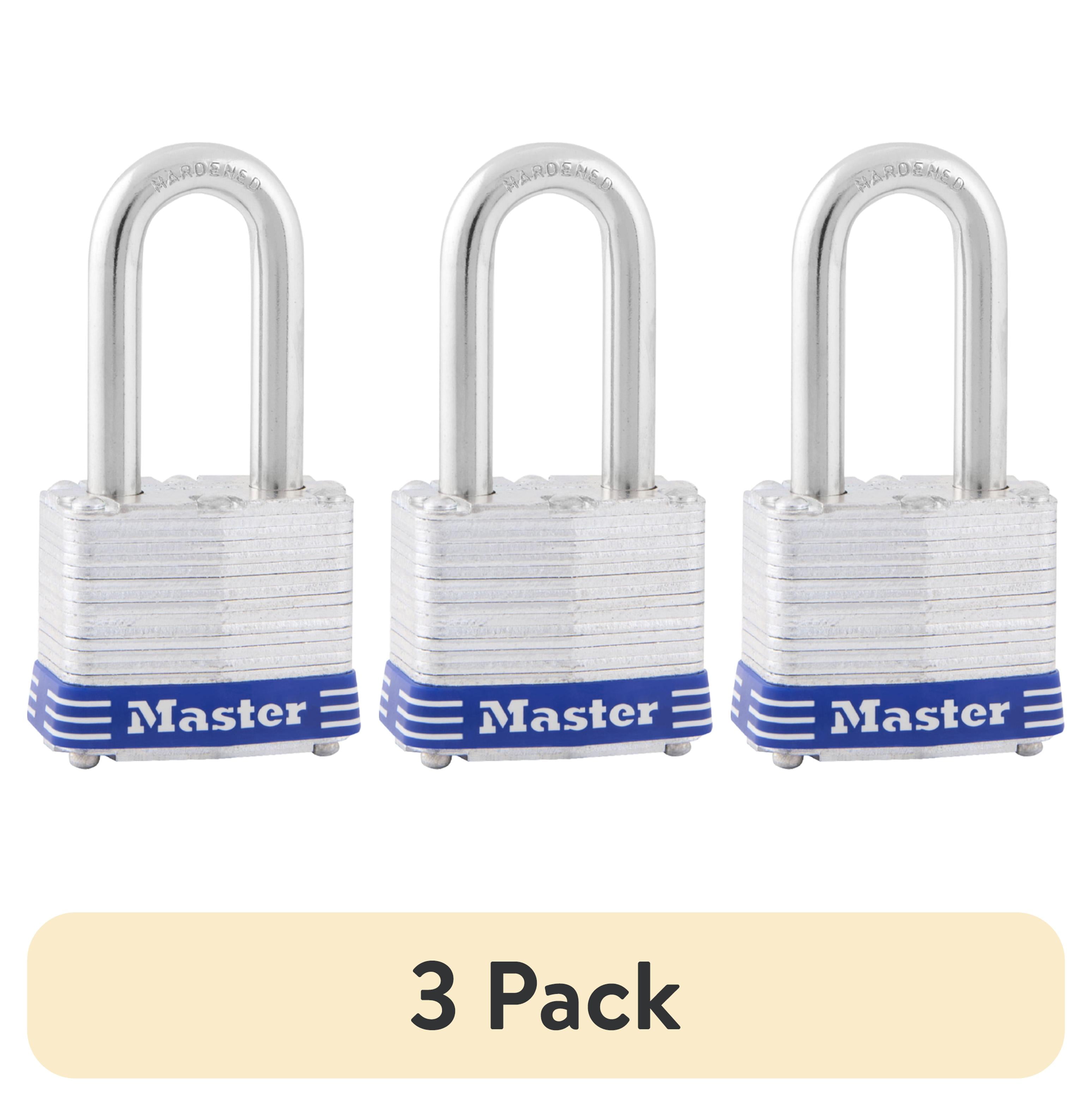 (3 pack) Master Lock Laminated Steel 1-9/16in (40mm) Padlock with Key, 1-1/2in (38 mm) Shackle