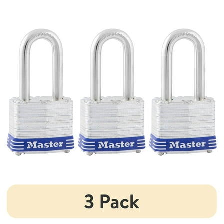 (3 pack) Master Lock Laminated Steel 1-9/16in (40mm) Padlock with Key, 1-1/2in (38 mm) Shackle