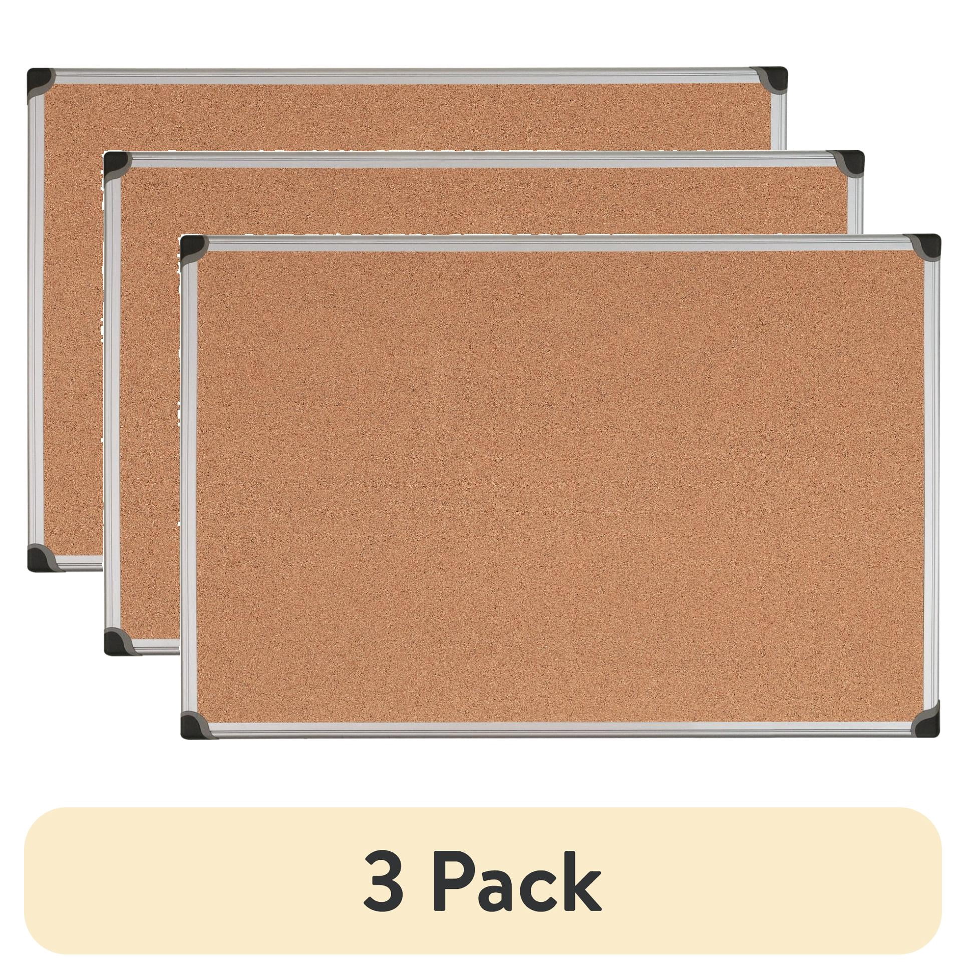 (3 pack) MasterVision Maya Cork Bulletin Board, 18" X 24", Aluminum Frame