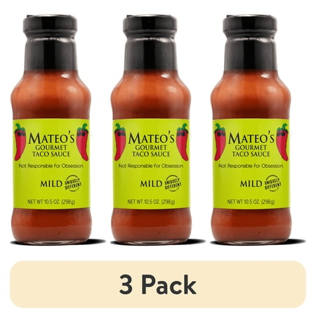(3 pack) Mateo's Gourmet All Natural Mild Taco Sauce, 10.5oz Bottle