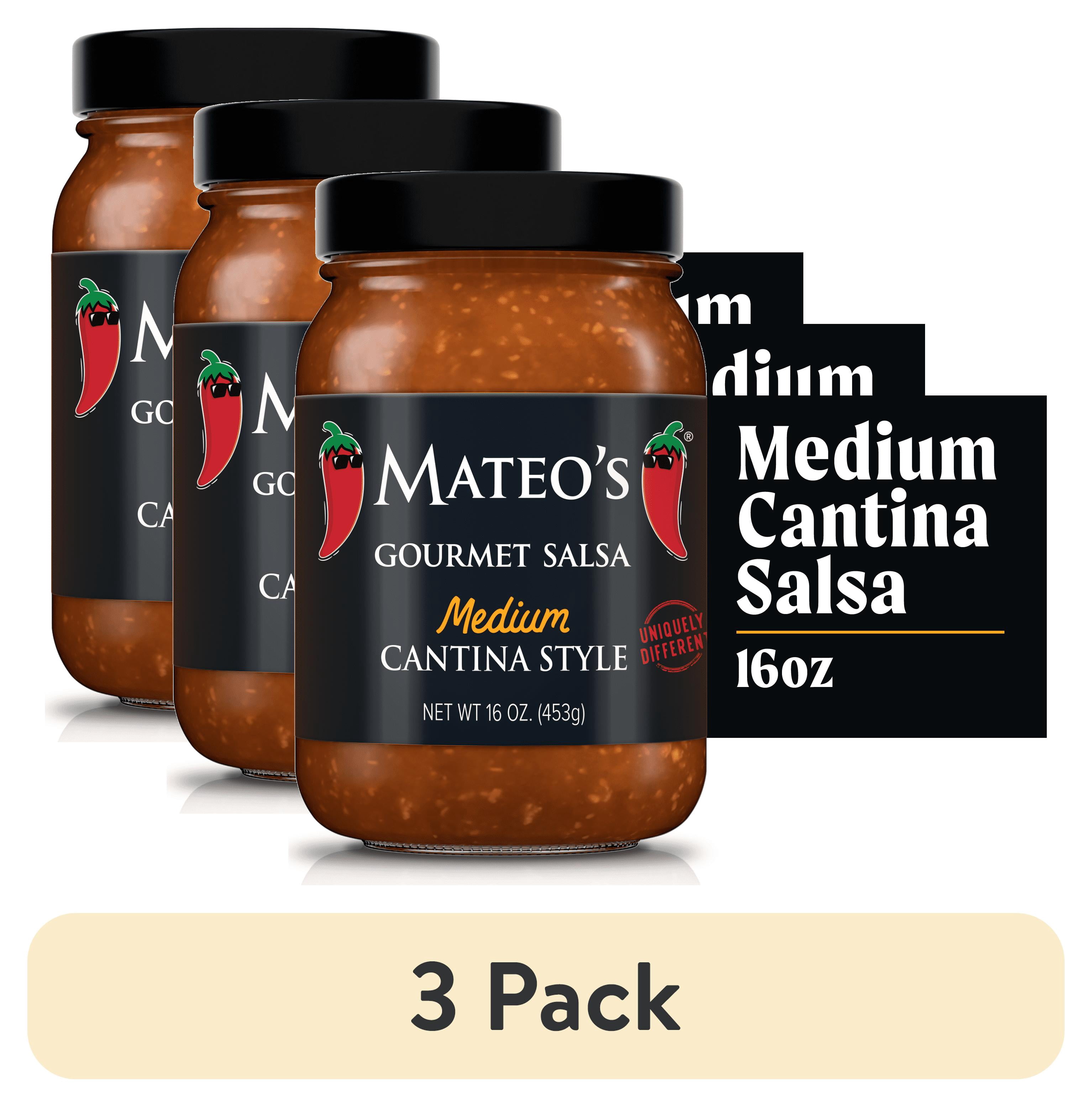 (3 pack) Mateo's Gourmet Medium Cantina Salsa, 16 oz Glass Jar