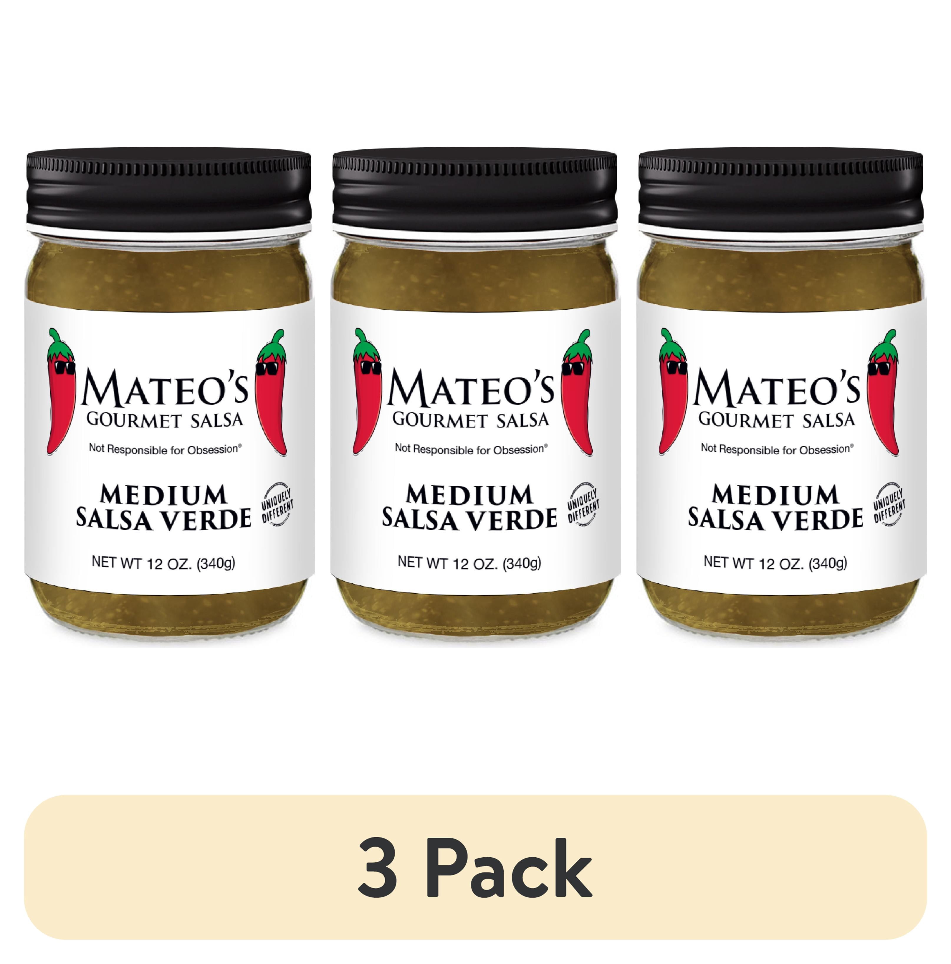 (3 pack) Mateo's Gourmet Salsa Verde, All Natural, Medium Heat, 12oz Glass Jar