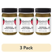 (3 pack) Mateo's Gourmet Salsa Verde, All Natural, Medium Heat, 12oz Glass Jar