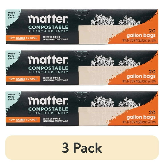 (3 pack) Matter Compostable Gallon Food Storage Bags, 20 Count