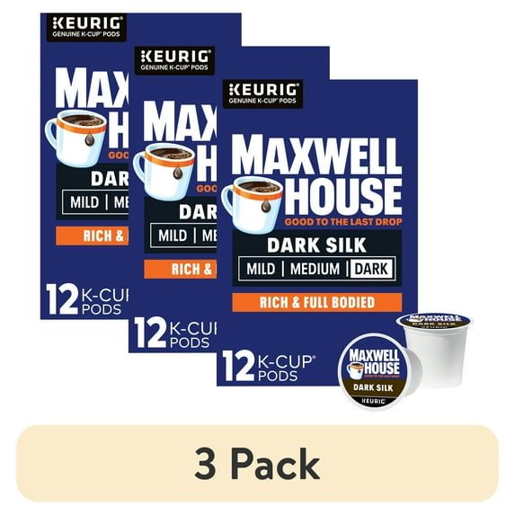 (3 pack) Maxwell House Dark Silk Dark Roast K-Cup® Coffee Pods, 12 ct Box