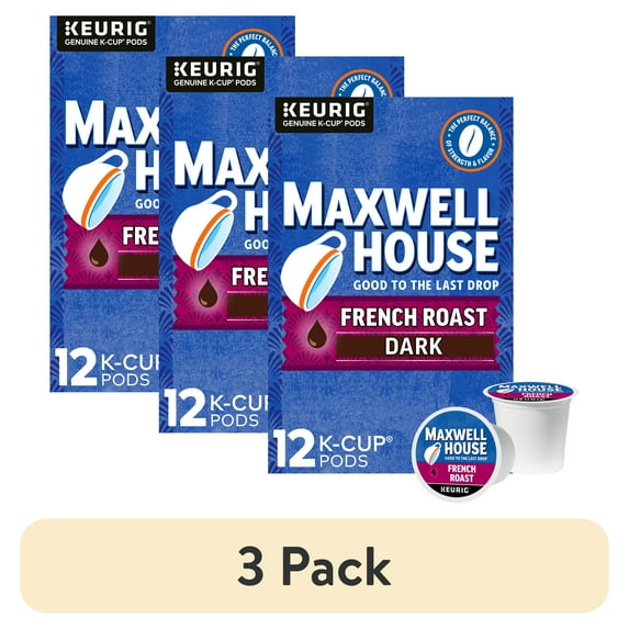 (3 pack) Maxwell House French Roast Dark Roast K-Cup® Coffee Pods, 12 ct Box