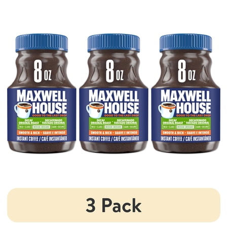 (3 pack) Maxwell House Original Roast Decaffeinated Instant Coffee, 8 oz Jar