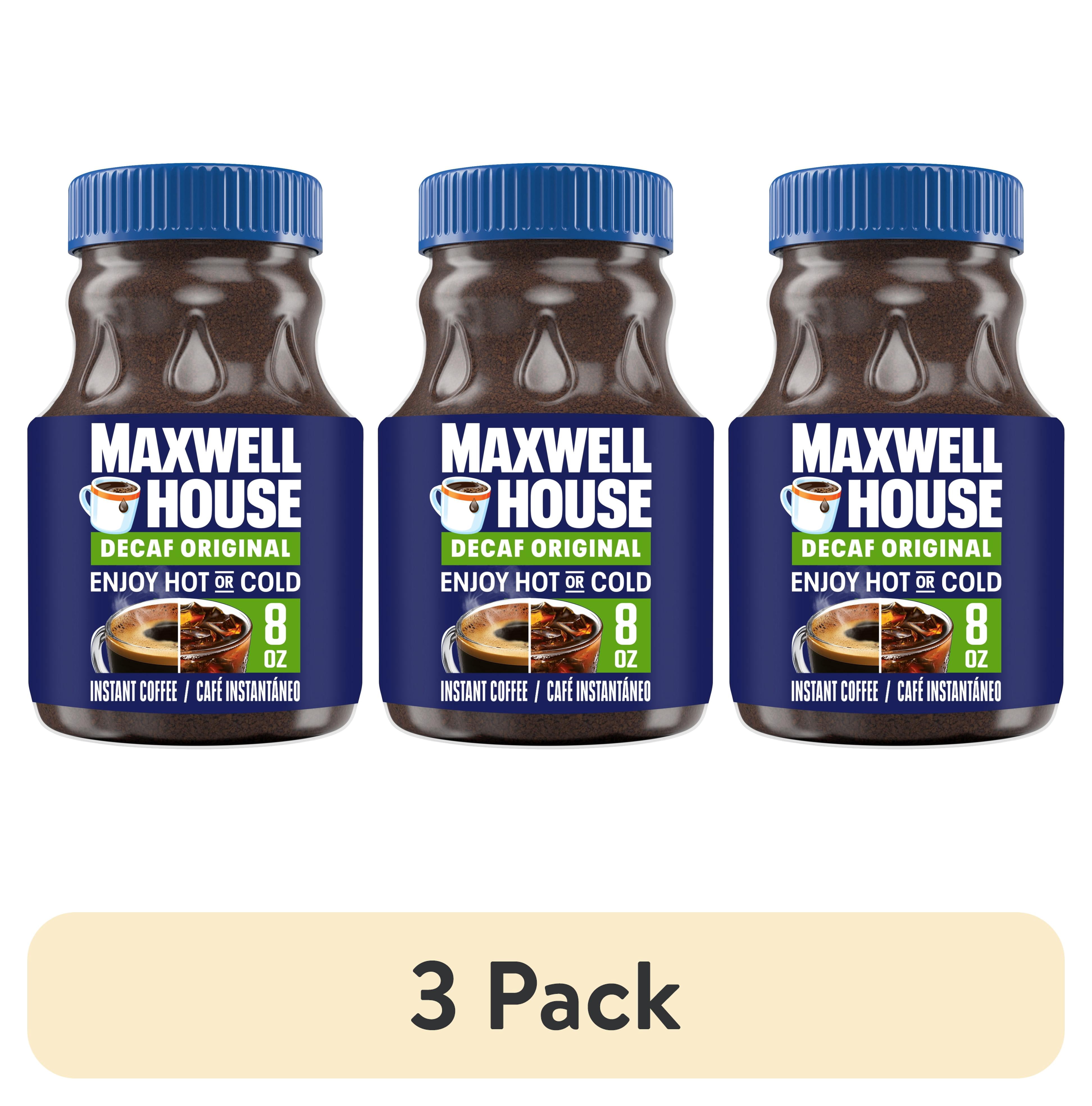 (3 pack) Maxwell House Original Roast Decaffeinated Instant Coffee, 8 oz Jar