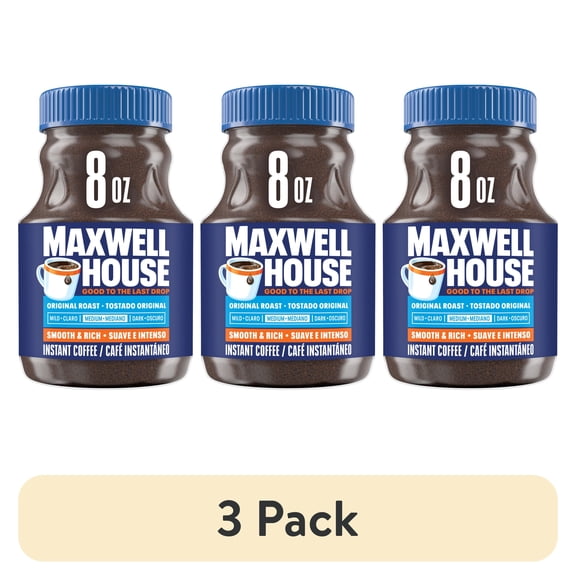 (3 pack) Maxwell House Original Roast Instant Coffee, 8 oz Jar