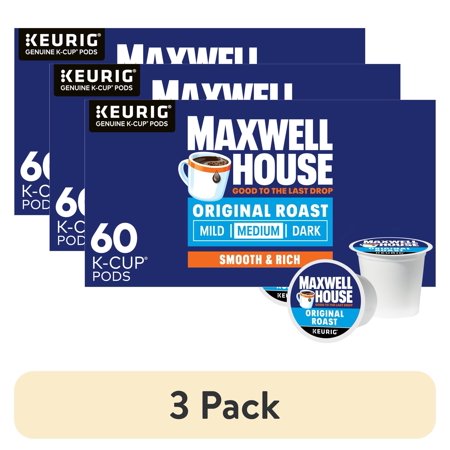(3 pack) Maxwell House Original Roast Medium Roast K-Cup® Coffee Pods, 60 ct Box