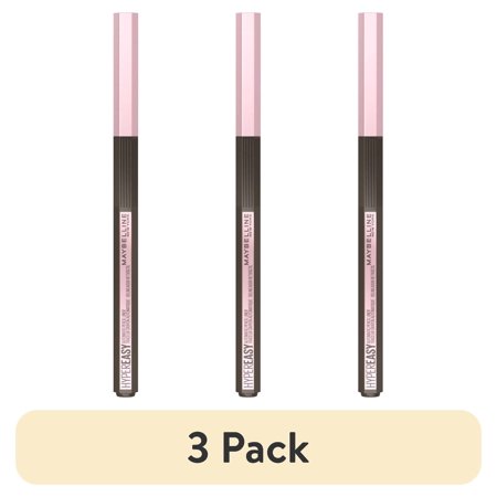 (3 pack) Maybelline EyeStudio Hyper Easy No Slip Pencil Eyeliner Makeup, Deep Brown