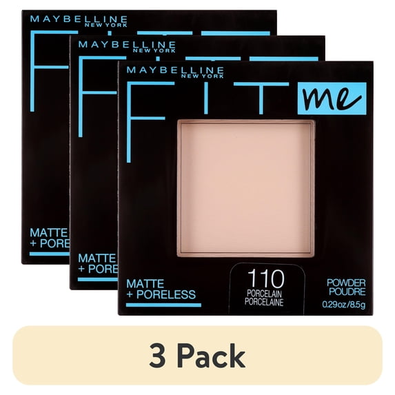 (3 pack) Maybelline Fit Me Matte Poreless Pressed Face Powder Makeup, Porcelain , 0.29 oz