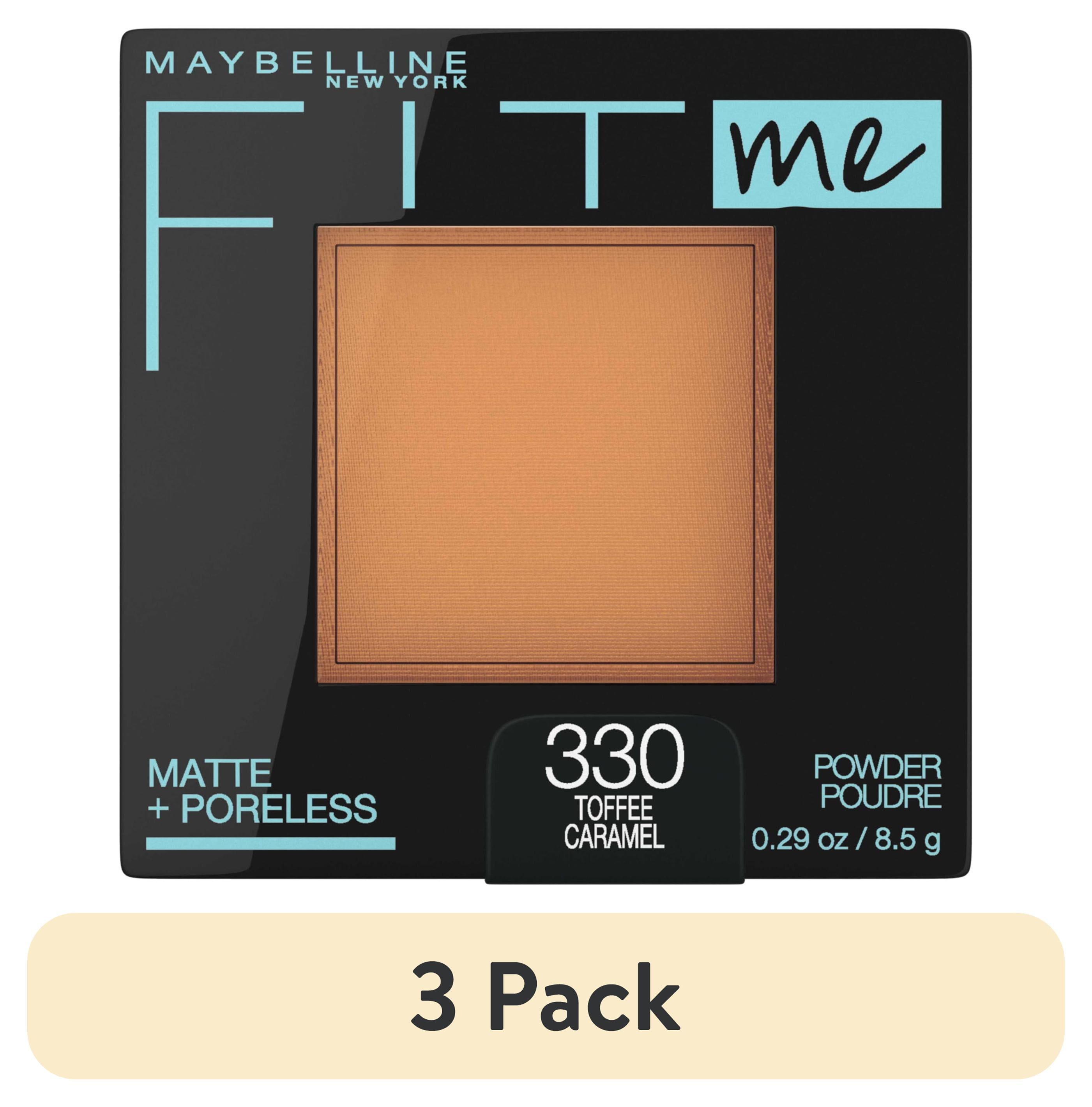 (3 pack) Maybelline Fit Me Matte Poreless Pressed Face Powder Makeup, Toffee, 0.29 oz