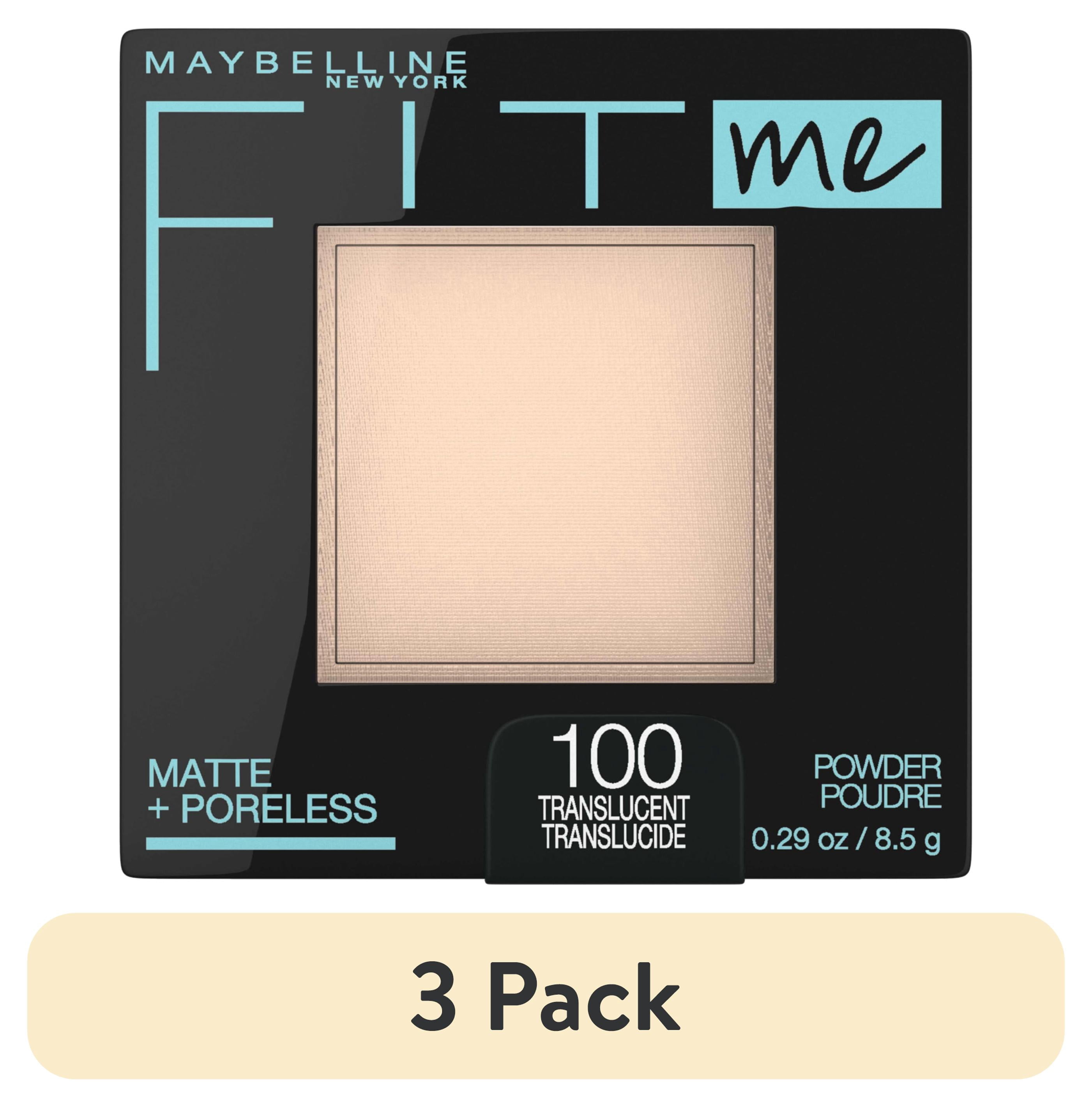 (3 pack) Maybelline Fit Me Matte Poreless Pressed Face Powder Makeup, Translucent, 0.29 oz