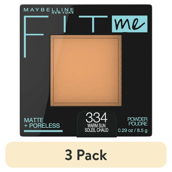 (3 pack) Maybelline Fit Me Matte Poreless Pressed Face Powder Makeup, Warm Sun, 0.29 oz