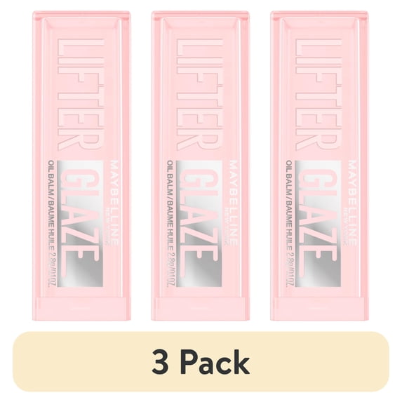 (3 pack) Maybelline Lifter Glaze Hydrating Lip Gloss Oil Balm with Hydrating Oil Blend, Clear Crave, 0.1 oz