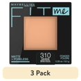 thumbnail image 1 of (3 pack) Maybelline New York Fit Me! Matte + Poreless Foundation Powder, 100 Translucent, 8.5 g, 310 Sun Beige, 1 of 9