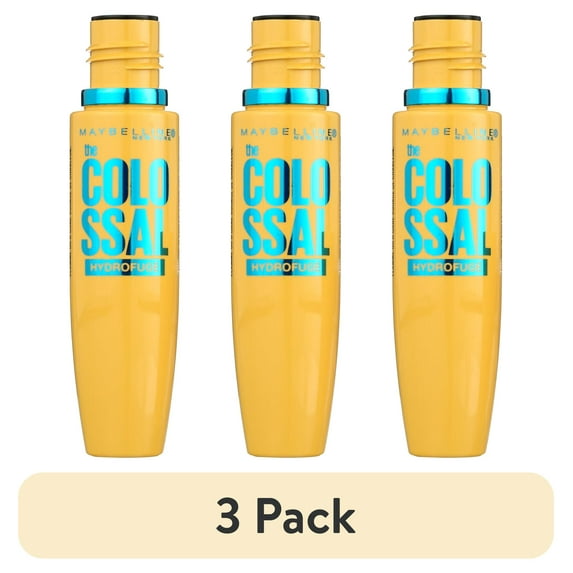 (3 pack) Maybelline New York Volum' Express the Colossal Waterproof Mascara, Glam Black, 0.27 fl oz