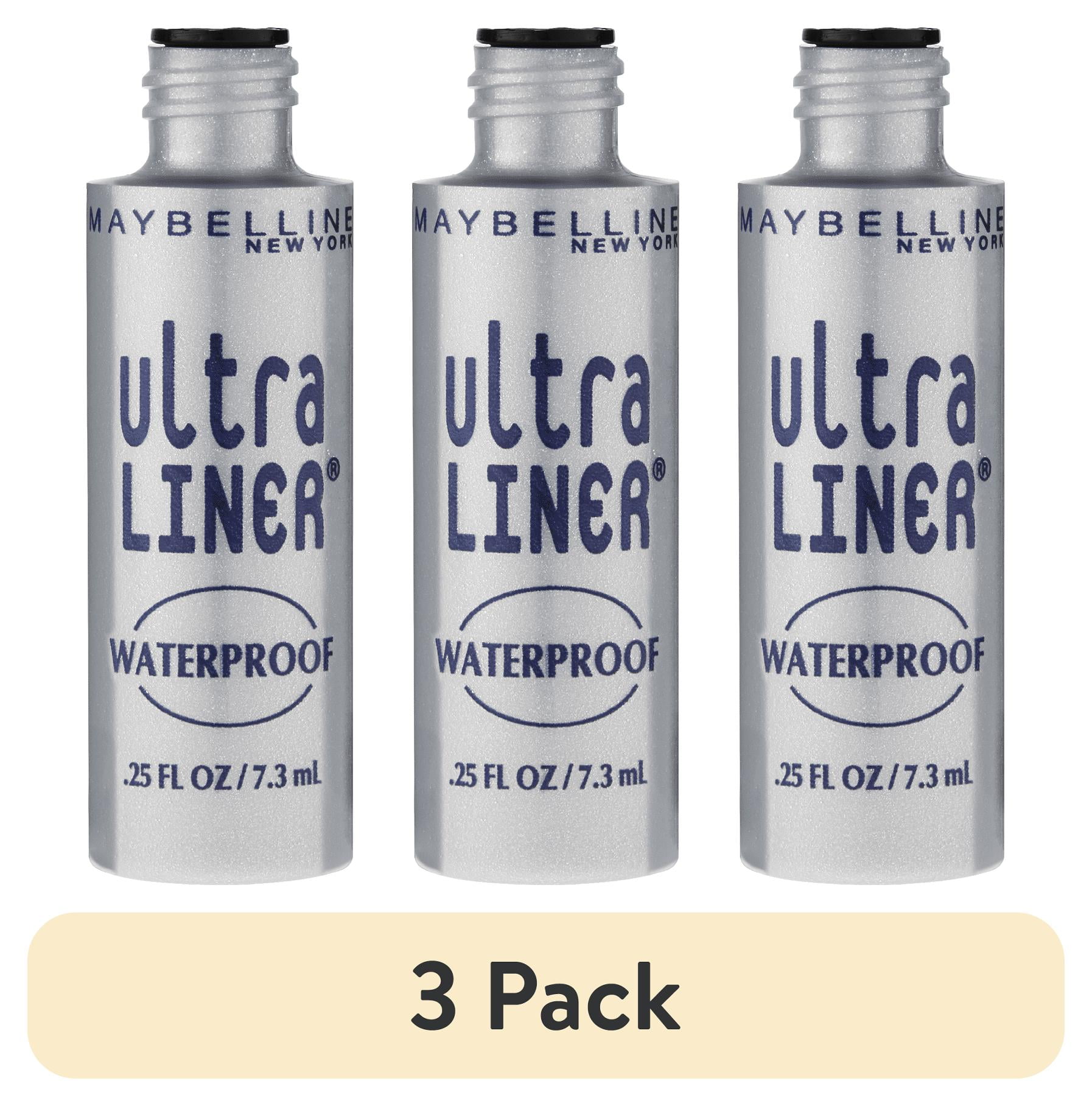 (3 pack) Maybelline Ultra Liner Waterproof Liquid Eyeliner, Black, 0.25 fl. oz.