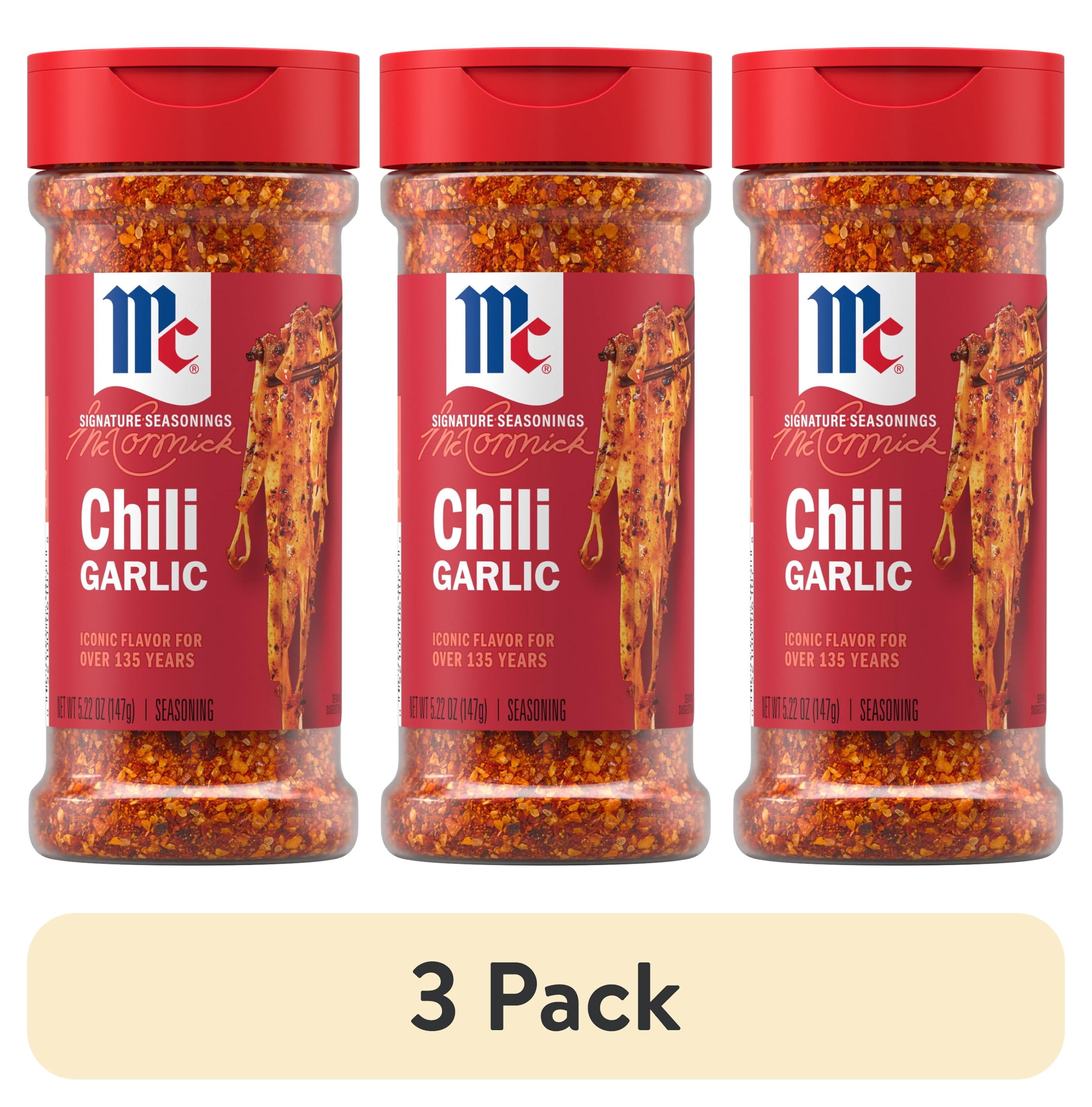 (3 pack) McCormick Chili Garlic Seasoning, 5.22 oz Bottle