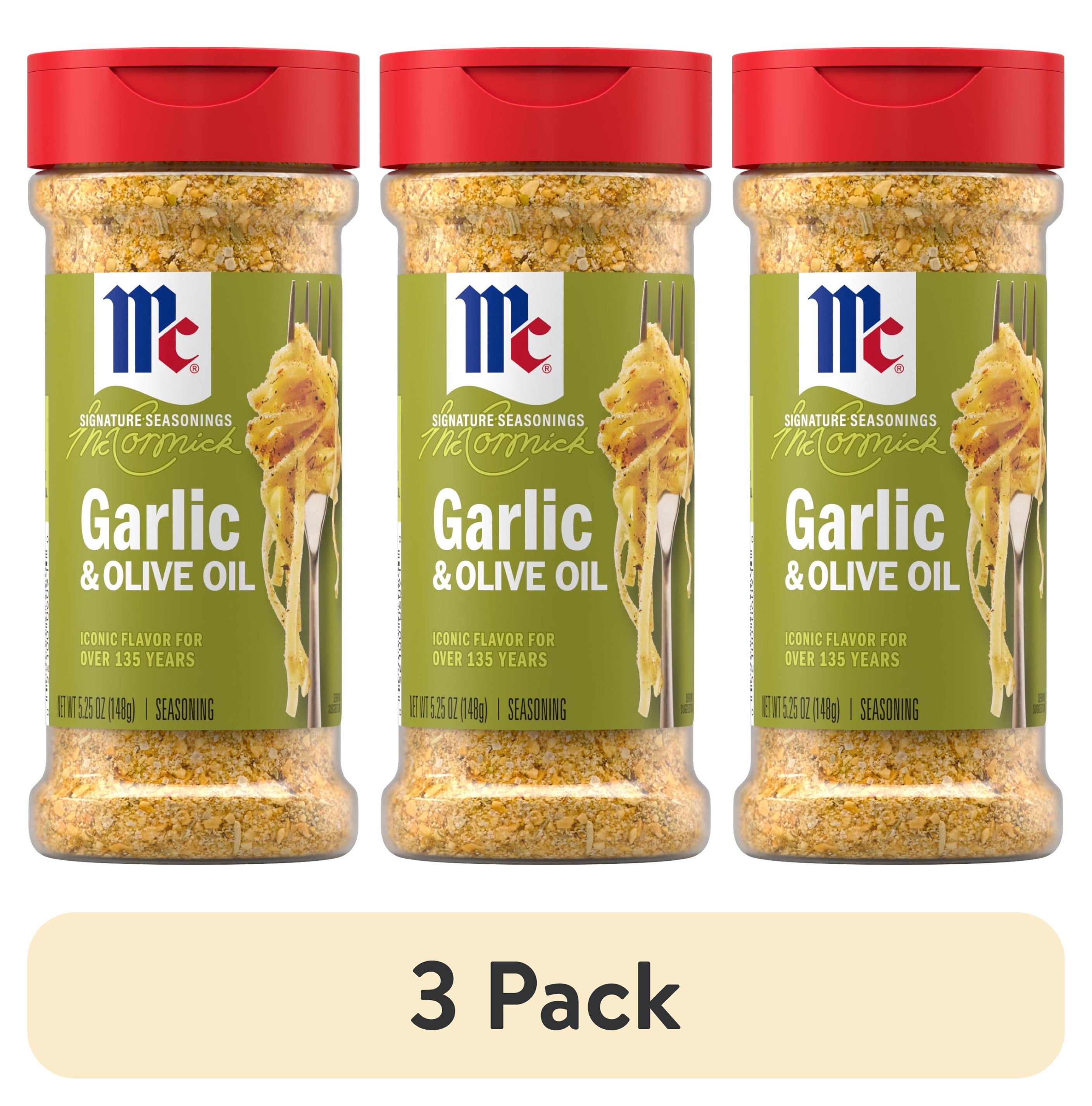 (3 pack) McCormick Garlic and Olive Oil Seasoning Blend, 5.25 oz Bottle