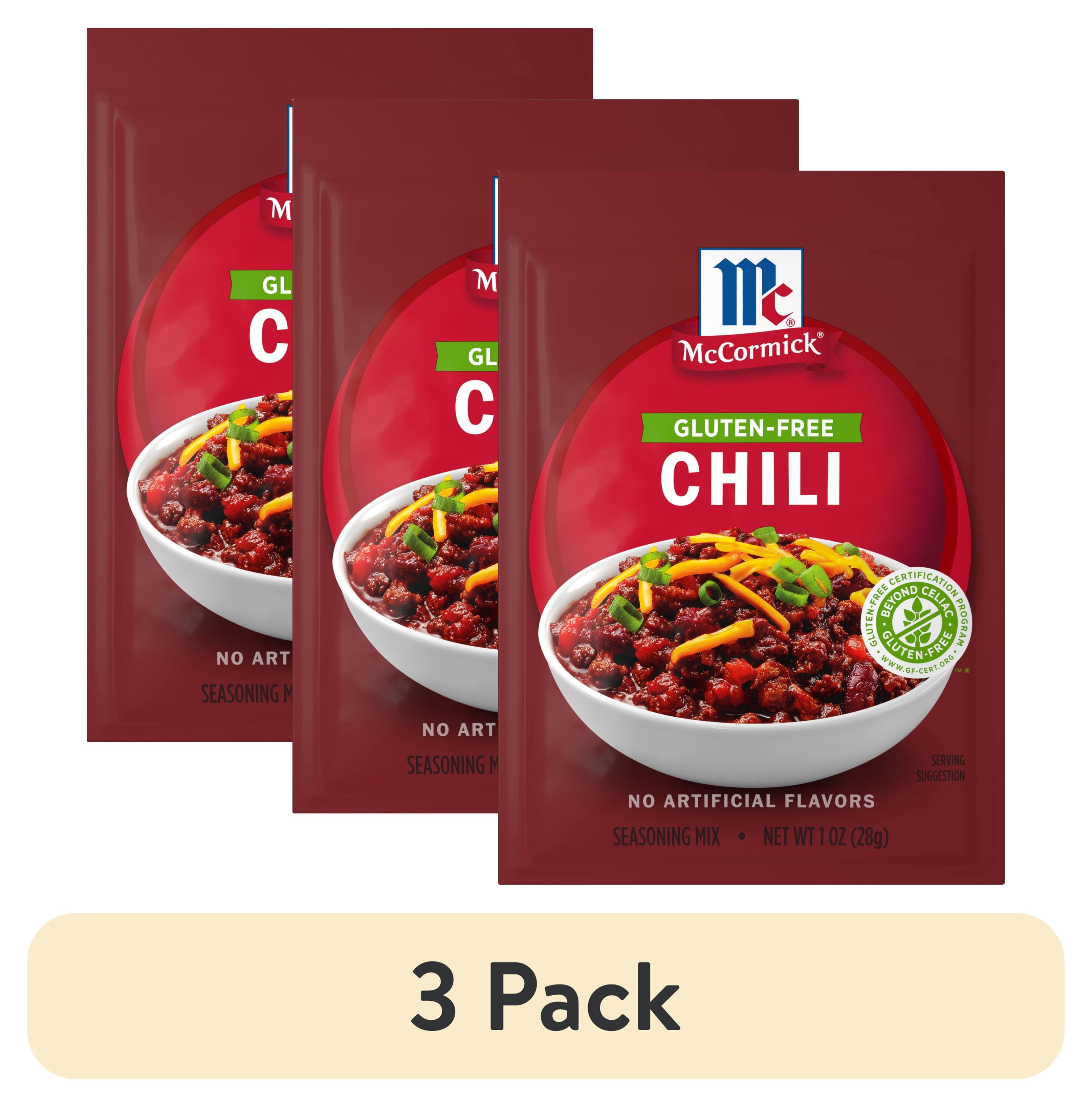 (3 pack) McCormick Gluten Free Gluten Free Chili Seasoning Mix, 1.0 oz Packet