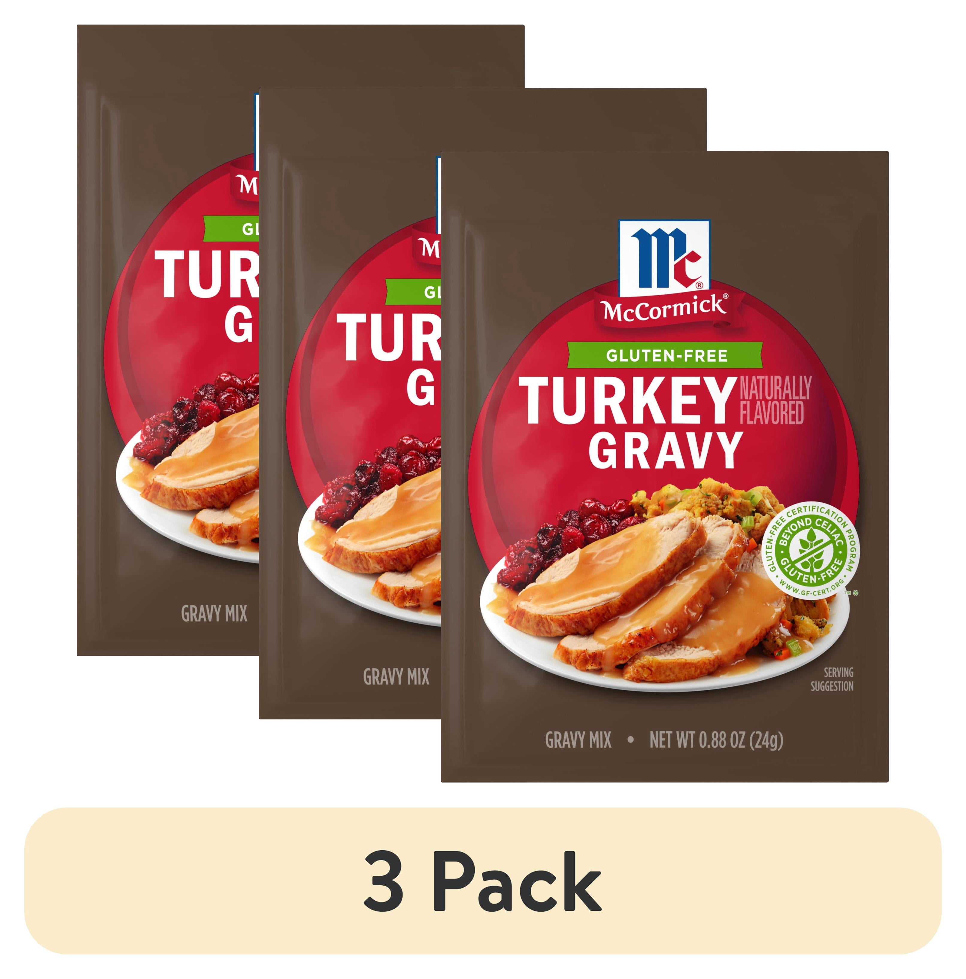 (3 pack) McCormick Gluten Free Turkey Gravy Mix, 0.88 oz Packet