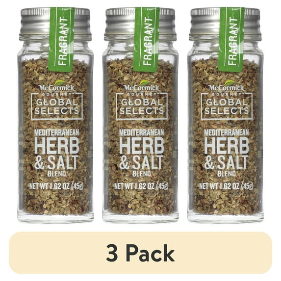 (3 pack) McCormick Gourmet Global Selects Mediterranean Herb & Salt Blend, 1.62 oz Bottle