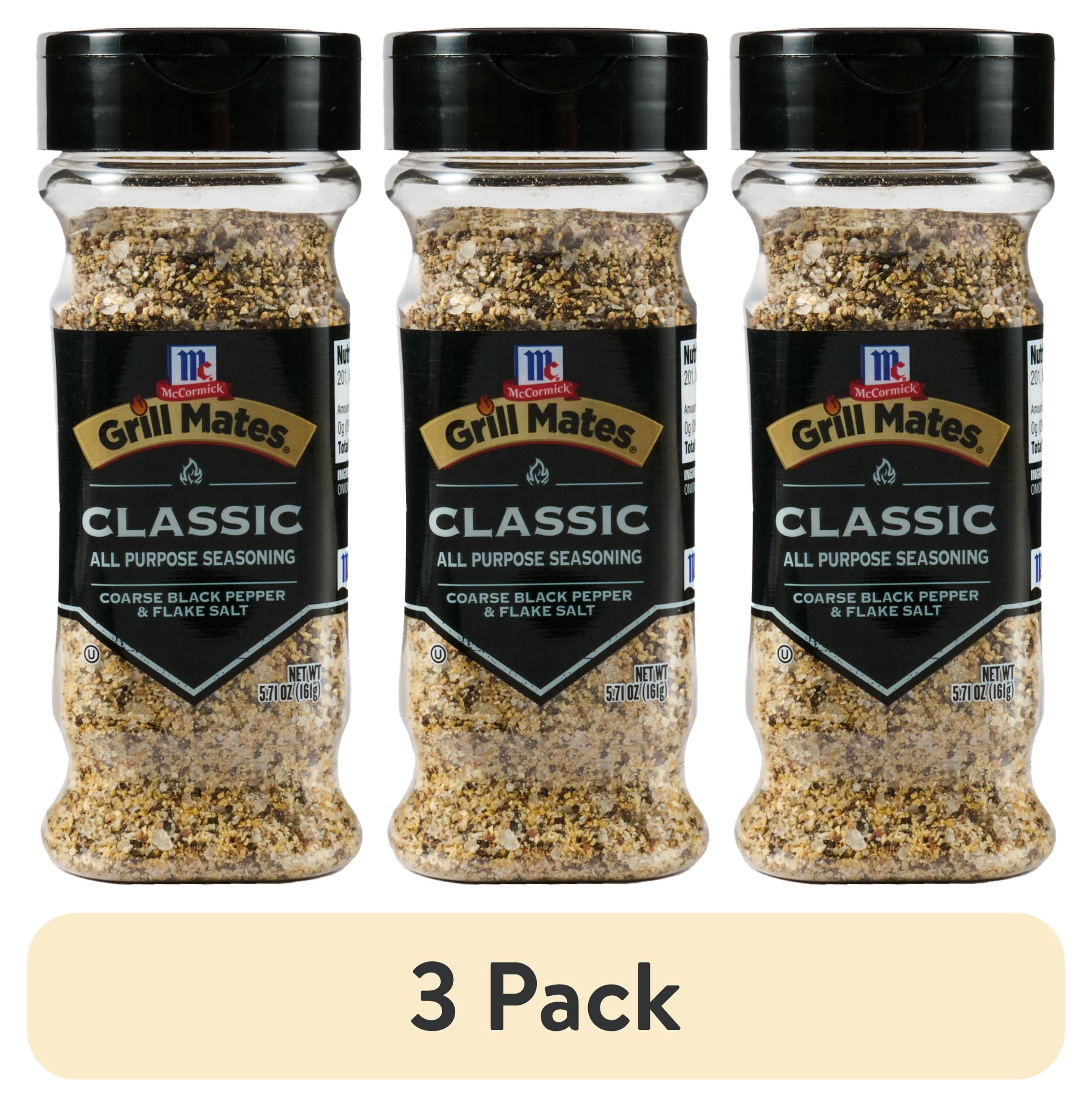 (3 pack) McCormick GRILL MATES Gluten Free Coarse Black Pepper & Flake Salt Seasoning, 5.71 oz Bottle