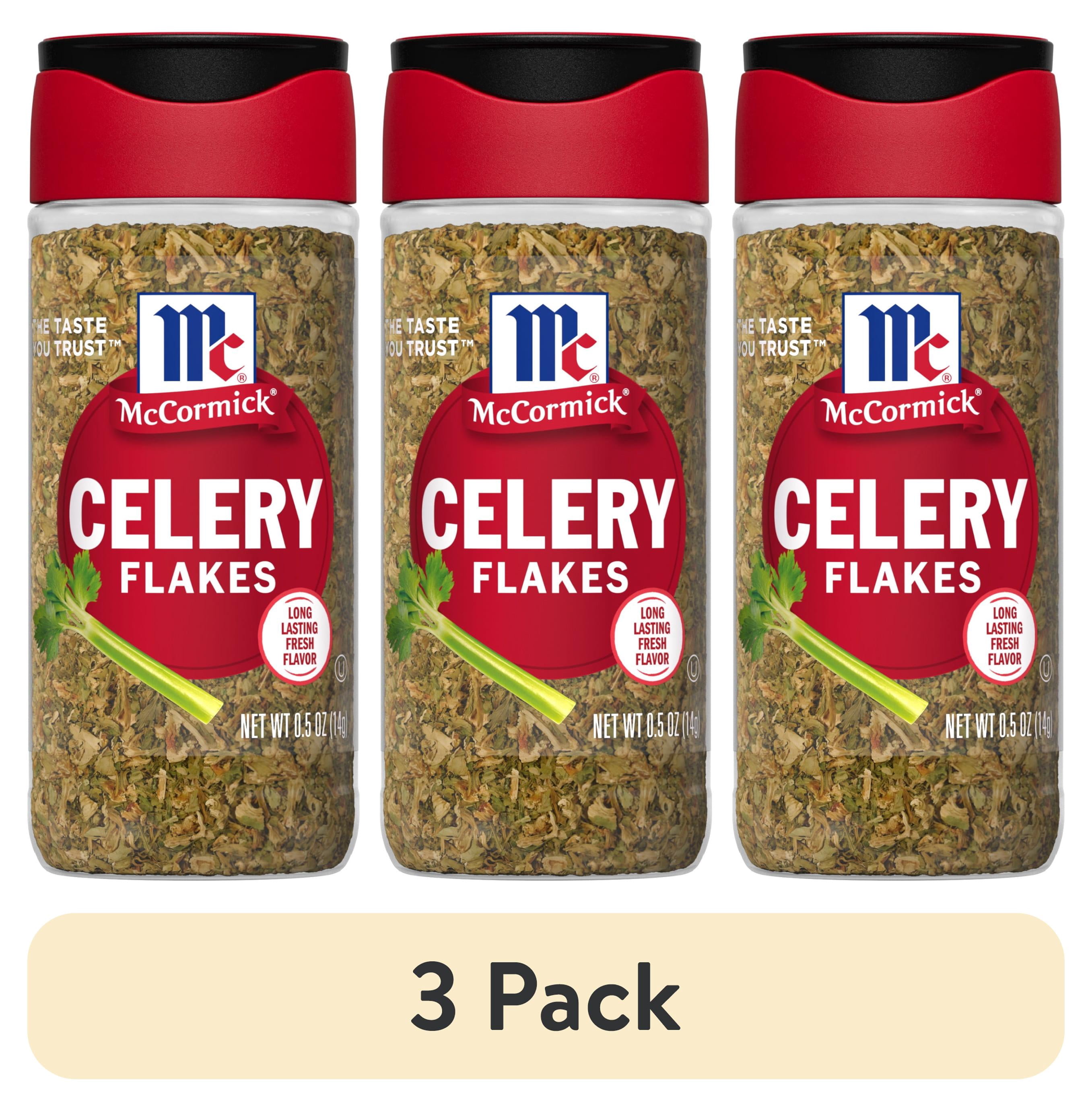 (3 pack) McCormick Kosher Celery Flakes, 0.5 oz Bottle