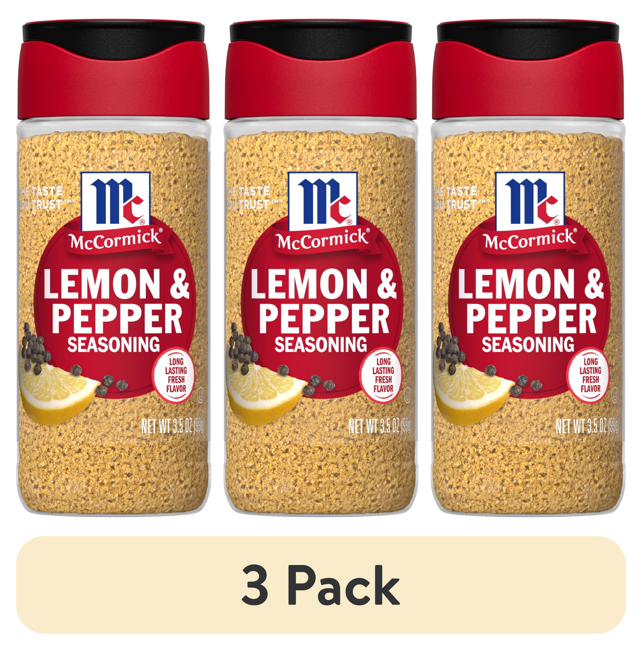 (3 pack) McCormick Lemon & Pepper Seasoning, 3.5 oz Bottle