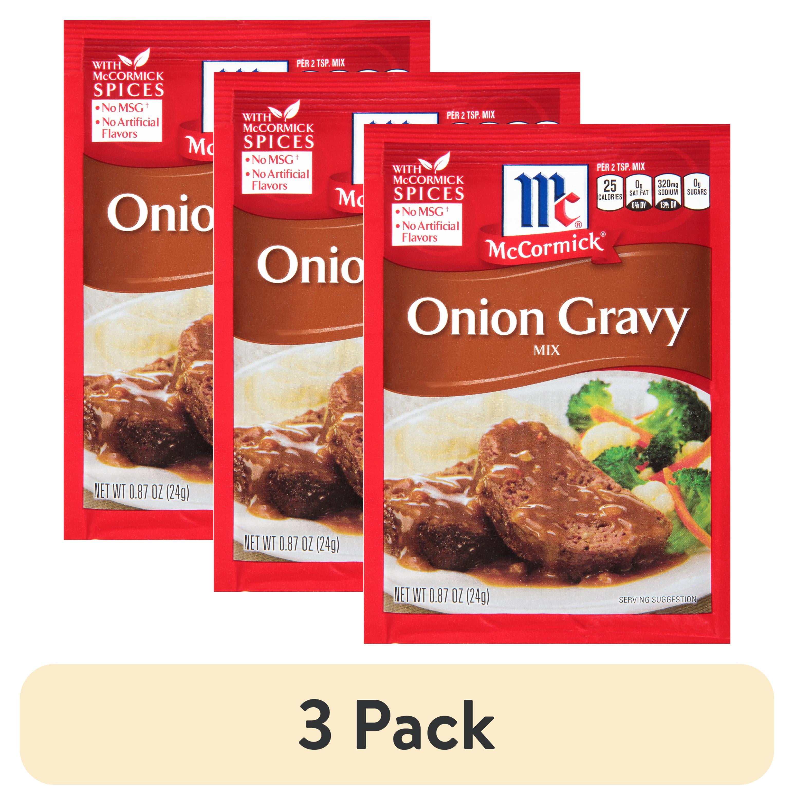 (3 pack) McCormick No Artificial Flavors Onion Gravy Seasoning Mix, 0.87 oz Packet