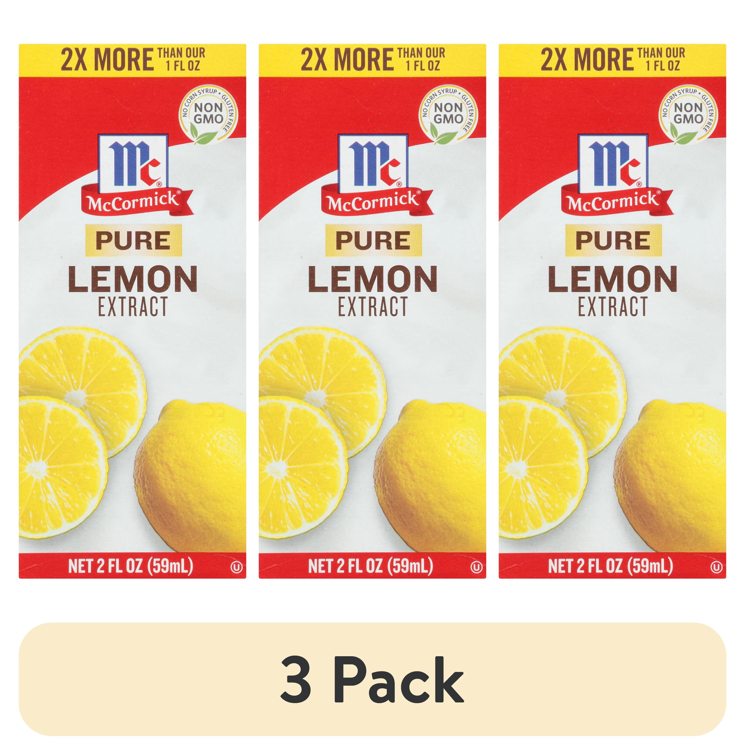 (3 pack) McCormick Non-GMO Gluten Free Pure Lemon Extract, 2.0 fl oz Box