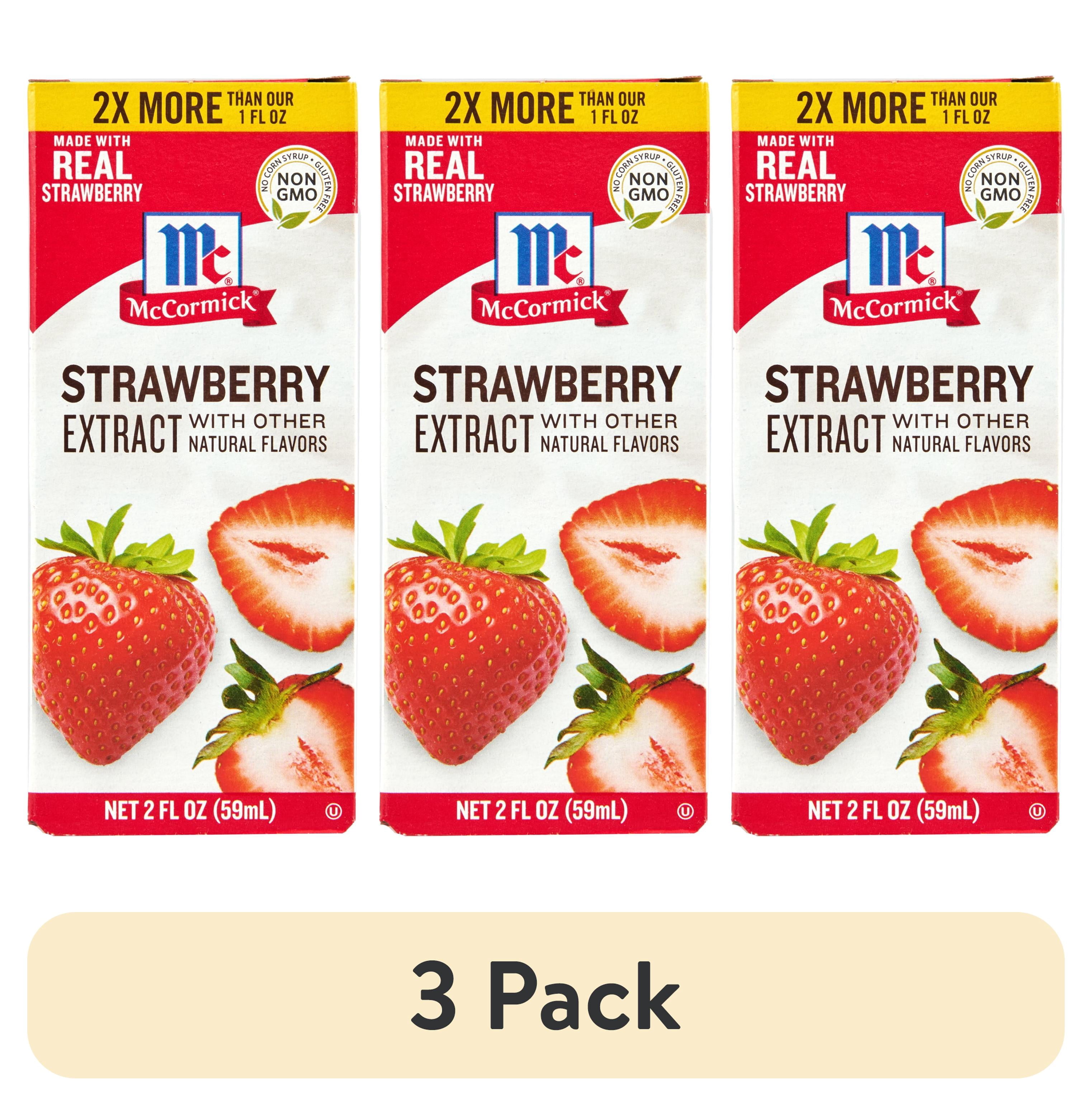 (3 pack) McCormick Non-GMO Strawberry Extract, 2.0 fl oz Box